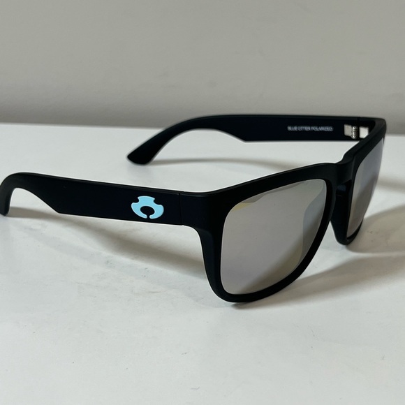 New Blue Otter Cumberland Made in Italy Black Reflective Polarized Sunglasses - Picture 4 of 12